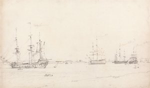 Cuatro barcos de la Compañía de las Indias Orientales en ancla de John Constable